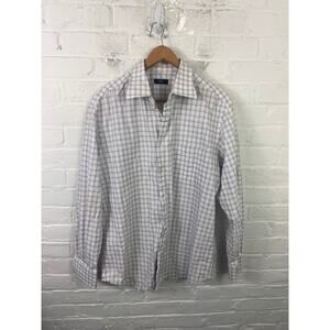 BOSS Hugo Boss Women's Check Button-up Shirt Long Sleeves White Size L